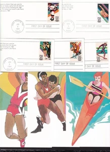 1984 Olympics Sc 2067-2070, 2082-2085 set of 8 FDCs USPS maxi cards (BO - Picture 1 of 3