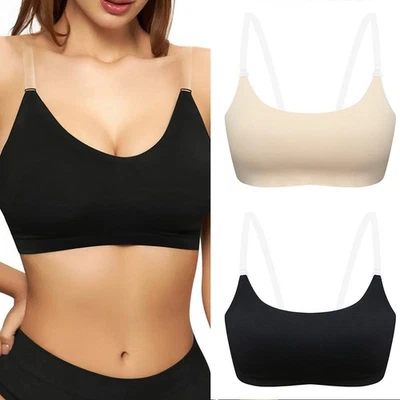 Atmungsaktiver nahtloser BH für Damen mit transparenten Trägern und schönem R - Bild 1 von 4