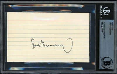 Hank Greenberg Autographed 3x5 Index Card Detroit Tigers Beckett BAS #14613355 - Image 1 of 2