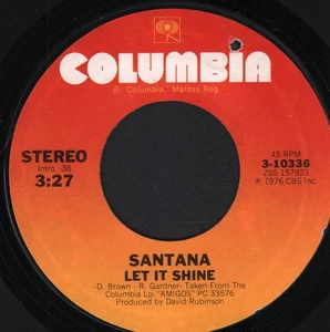 Santana Let It Shine 7" vinyl USA Columbia 1976 drill hole through labels 310336 - Picture 1 of 2