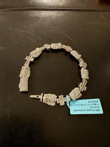 7,98 ctw Rundschliff echtes Moissanit Gesicht Jesu und Kreuz Armband 8,5 Zoll - Bild 1 von 7