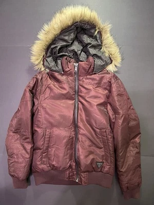 Guess Bubble Jacket With Fur Hood Men’s Size S - Burgundy  - Image 1 of 4