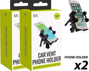 2x Universal Car air Vent Phone Holder In Car Adjustable Black Kit Essentials - Picture 1 of 5