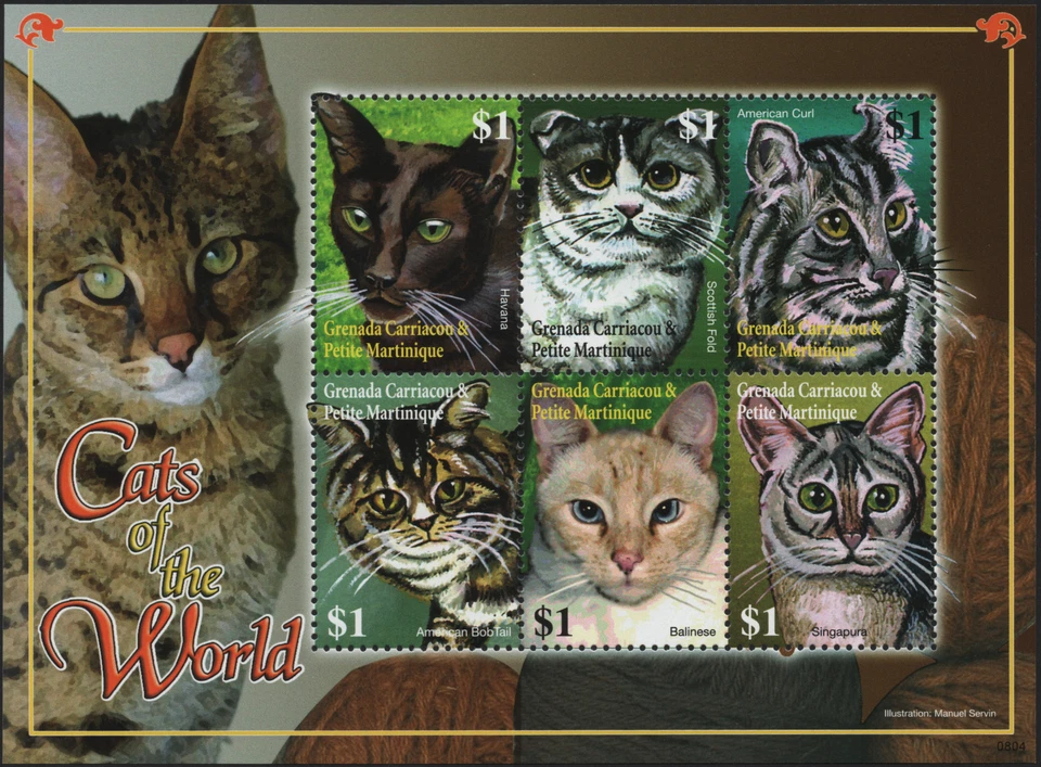 Foglietto "Gatti", 2008 - Grenada Carriacou & Petite Martinique ** [GCPM05] - Imagen 1 de 1