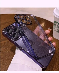 Glitter Plating Thin Hard PC Lens Protector Case For iPhone 16 15 Pro Max 141312 - Picture 1 of 20
