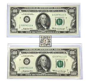 1969 Series Chicago-IL Consecutive $100 Notes Brilliant Uncirculated - Rare! - Foto 1 di 3
