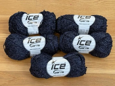 Новый из старых запасов винтажный ICE YARNS мотки лот металлический темно-синий/черный #39298 - Изображение 1 из 4