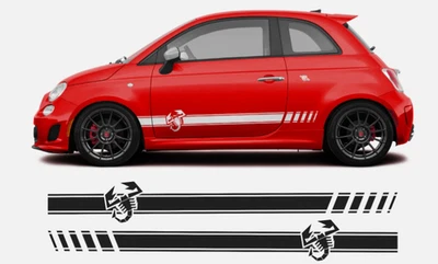 Se adapta a Fiat Abarth rayas laterales gráficos 500 calcomanías ambos lados Scorpion Foto 1 de 4