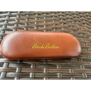 Brooks Brothers Brown Faux Leather Hard Shell Eyeglasses Sunglasses Case Logo - Afbeelding 1 van 4