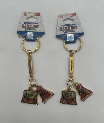 2 Llaveros Game Day Outfitters Alabama Marea Carmesí Fútbol Tono Dorado Nuevo de Lote Antiguo Foto 1 de 4