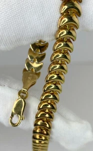 Vintage Italian 925 Silver Chevron Domed Articulated Bracelet 1990s - Picture 1 of 15