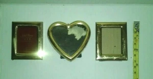 Vintage Collectible 3 Pc Solid Brass Picture Heart Square Frames Decor Sz S HTF - Picture 1 of 7