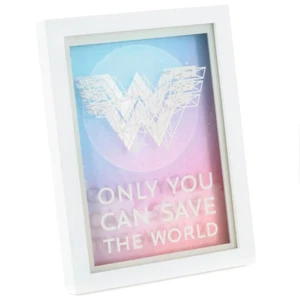 Letrero de cita enmarcado Salvar el mundo 1984 de Wonder Woman de DC Comics - TOTALMENTE NUEVO - Imagen 1 de 1