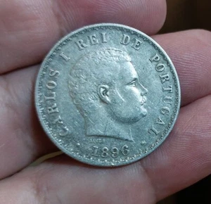 PORTUGAL - 500 Reis 1896 Plata Rey Carlos KM#535 (121) - Imagen 1 de 2