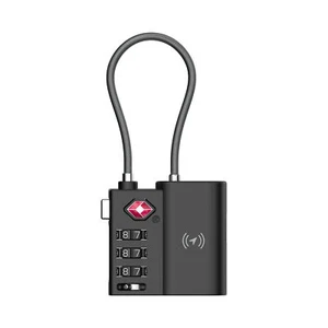 LASER Black TSA Smart Tag Lock w/ Rechargeable Battery |Apple Find My Compatible - Picture 1 of 11
