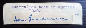DON BRADMAN 1932-33 AUSTRALIAN BODYLINE ASHES CRICKETER ORIGINAL INK AUTOGRAPH - Picture 1 of 1