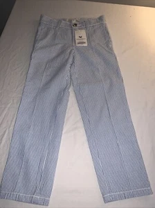 New NWT Hope & Henry Organic Cotton Seersucker Suit Pants Blue White Boys 5 - Picture 1 of 5