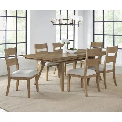 Elmwood Extending Dining Table and 6 Chairs  Seats 4-6 Light Wood - Image 1 of 4
