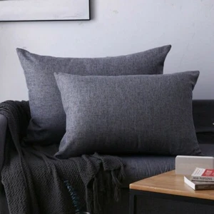 2X Solid Color Cushion Cover Pillow Case Large Rectangle Sofa Car Bed Decor Chic - Picture 1 of 24