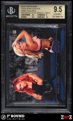 POP 1: Becky Lynch Natalya BGS 9.5: 2016 Topps WWE TNF Rivalries Rookie Gisto - Image 1 of 3