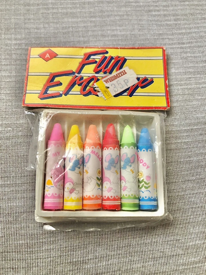Vintage Retro 1980’s MY MELODY Novelty Multi Colour Crayon Fun Erasers Rubbers - Image 1 of 1