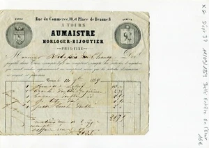 Dépt 37 - Tours 10 Rue du Commerce - Belle Entête d'un Horloger Bijoutier - 1859 - Foto 1 di 1