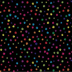 Tela estampada 100 % algodón 140 cm - arco iris perro perrito pata animal mascota en negro - Imagen 1 de 1