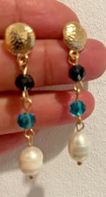 Pendientes de Perla y Turquesa Moda Disfraz Delicado Colgante Foto 1 de 3