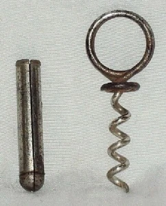 VINTAGE NICKEL-PLATED IRON CORKSCREW BOTTLE OPENER CLOUGH & WILLIAMSON USA OLD - Picture 1 of 6