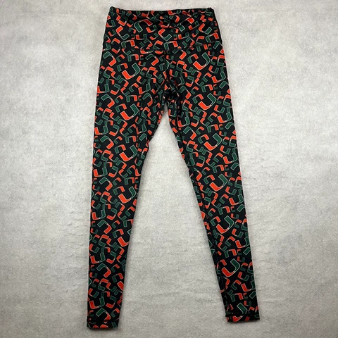 ZooZatz Leggings Womens Small Multi Miami Hurricanes Stacked Mascot Athletic Gym Cover