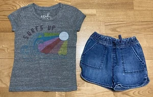 Girl's Peek & Gap Outfit size 4 - "Surf's Up" Top w/Jean Shorts EUC - Picture 1 of 7