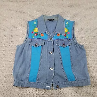 Chaleco deportivo Carole Little para mujer grande de mezclilla informal con botones múltiples bolsillos Foto 1 de 4