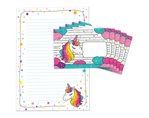 Briefpapier als Notizblock + 15 Briefumschläge Einhorn bunt Kindermotiv Kinder - Bild 1 von 10