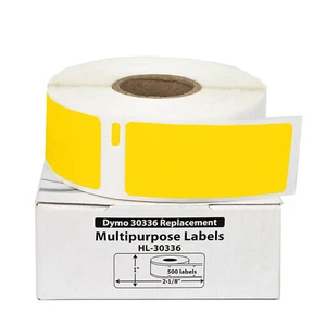 DYMO LW 30336 YELLOW Direct Thermal Labels (1” x 2-1/8”) - (24) Rolls of 500 - Picture 1 of 9