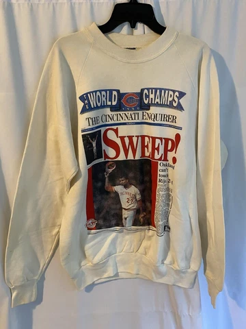 Vintage Cincinnati Reds 1990 World Series Champions Sweatshirt XL Made in USA Cover
