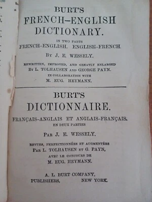A.L. Burt's French-English Dictionary in Two Parts by J.E. Wessely (1900???) - Image 1 of 4