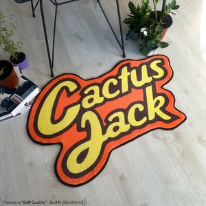 Cactus Jack Text Soft Shaped Rug, Hip-Hop Rapper Logo Carpet, 2x3ft - Picture 1 of 6