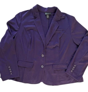 Lane Bryant Purple Ponte Knit 2 Button Classic Long Sleeve Blazer Jacket Size 24 - Picture 1 of 7