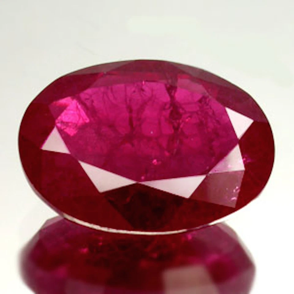 Lab Created Ruby With Visible Inclusions Oval Faceted Loose Stone(4x3 - 30x20mm) - Image 1 of 1