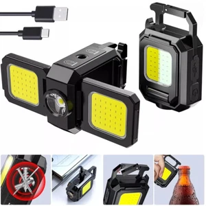 Wiederaufladbare Mini Magnetische Schlüsselanhänger Taschenlampe Kompakt Tasche COB Licht Nacht USA - Bild 1 von 26