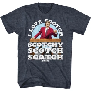 Camiseta para hombre Anchorman Ron Burgundy I Love Scotch Scotch Scotch mercancía de película - Imagen 1 de 3