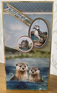Carta lontra marina fatta a mano DL 8"x4" tema Higland - Thinking of You Ocean Scotland - Foto 1 di 6