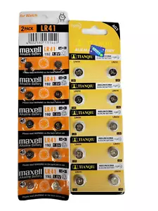 LR41 Maxell Batterien (10 Stück) LR41 AG3 392A 192 SR41 LR736 392 (gratis Tianqiu) - Bild 1 von 2
