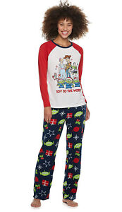 TOY STORY Christmas WOMENS 2 Pc Pajama Set Fleece Lounge Pants & Light Top Adult
