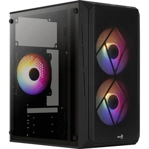 Aerocool CS-107 v2 Micro-ATX PC-Gehäuse 3 RGB Lüfter Seitenfenster schwarz - Bild 1 von 9
