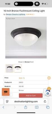 16-Inch Bronze Flushmount Ceiling Light By Design Classics - Image 1 of 2
