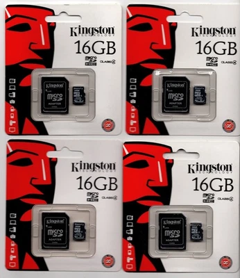 Lotto 4x MicroSD 16GB KINGSTON Sigillate + Adattatore - Immagine 1 di 2