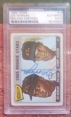 1965 Topps #16 Joe Morgan RC HOF Houston 45s AUTO PSA Authentic - Image 1 of 2