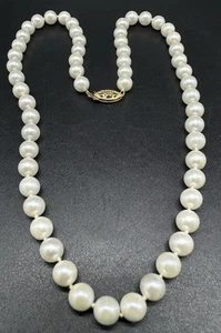 Collana di perle vintage con chiusura in oro 14 carati di perle lunghe 16" 21 grammi - Foto 1 di 11
