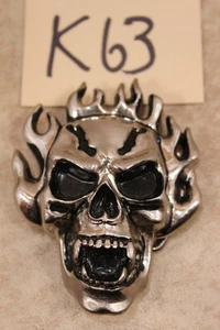 K63 Vintage Flaming Skull Belt Buckle Stash Hidden Box Secret Compartment - Picture 1 of 1